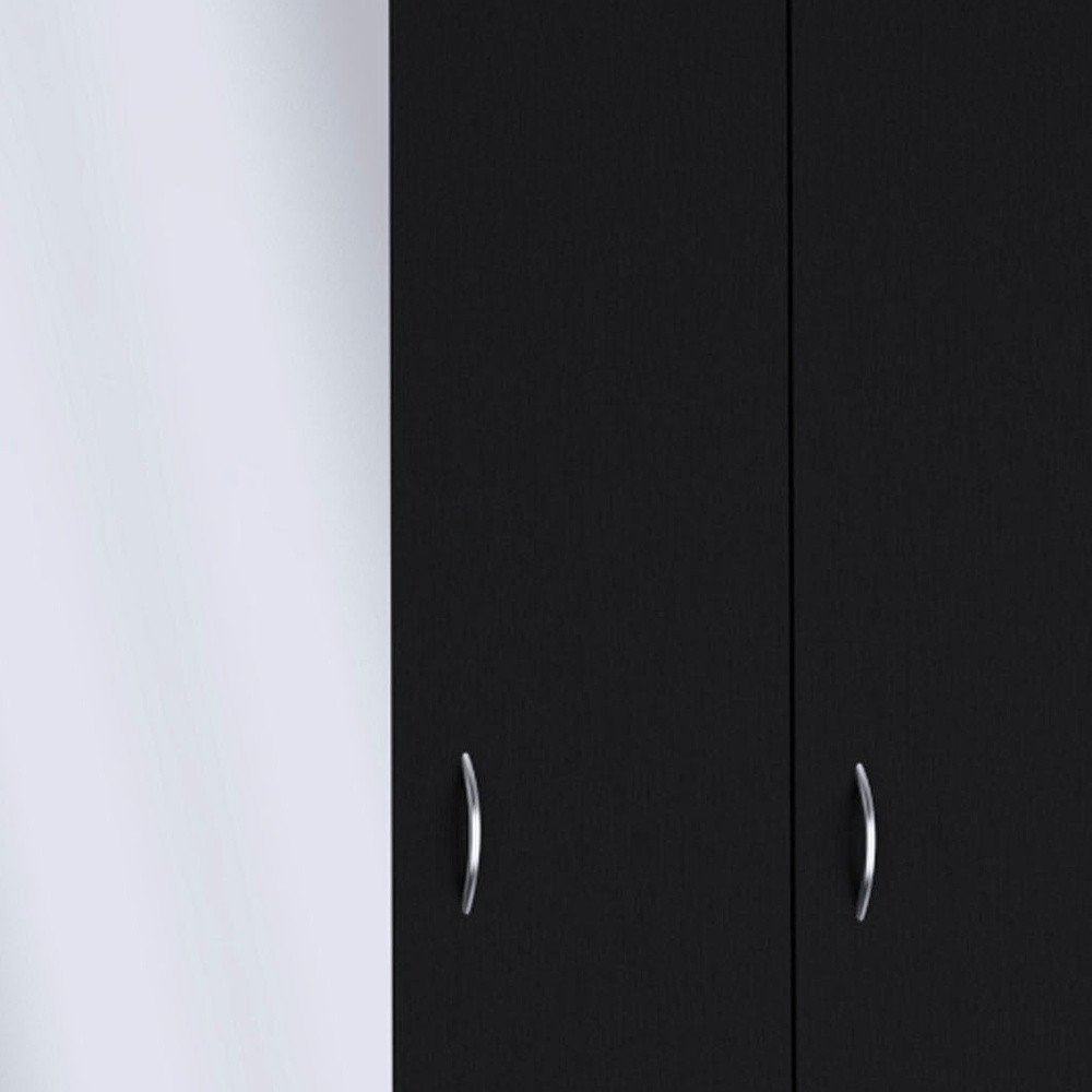 Black Wood Mirrored Two Door Two Drawer Combo Dresser - 71-inch