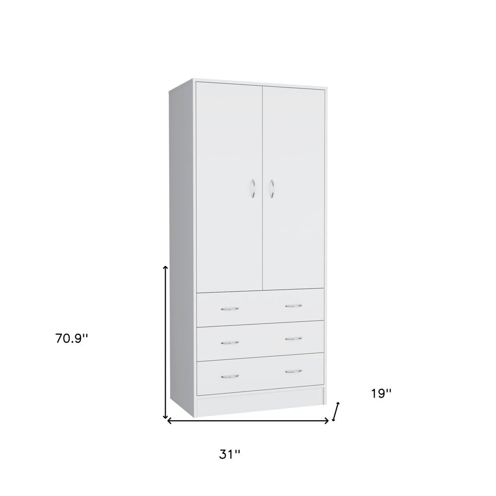 White Two Door Three Drawer Combo Dresser - 71-inch