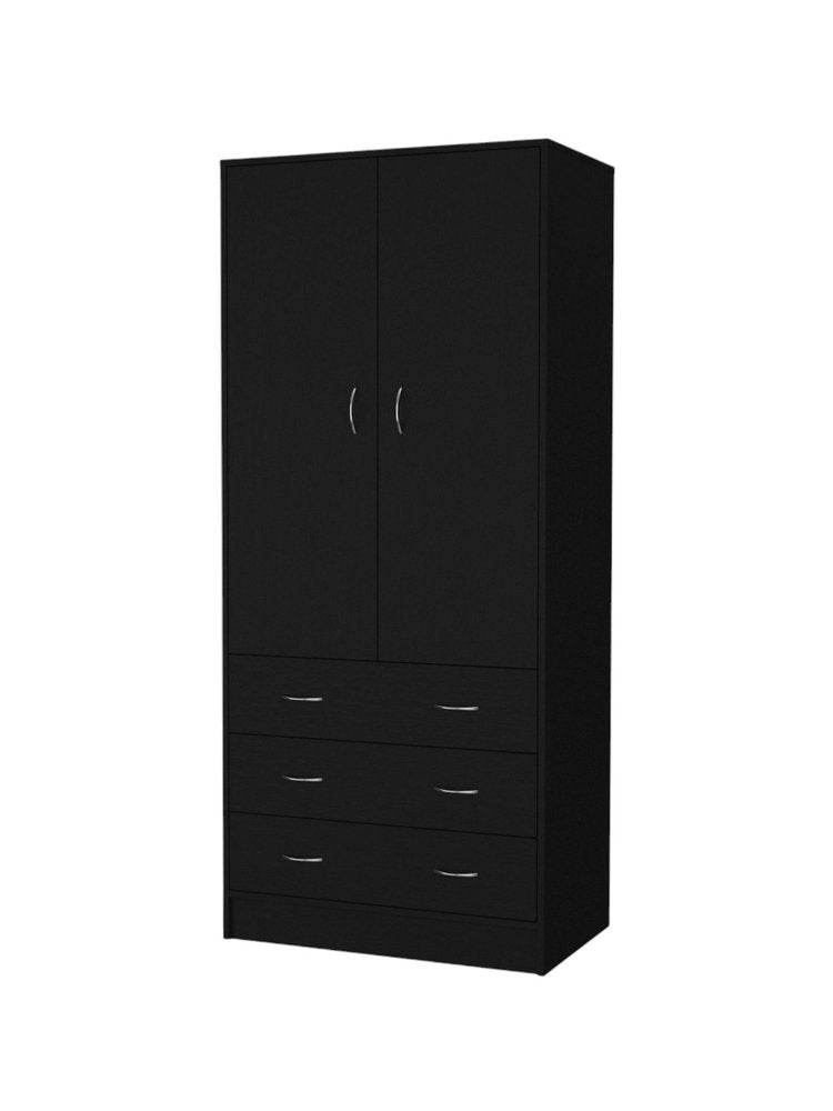 Black Two Door Three Drawer Combo Dresser - 71-inch