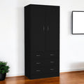 Black Two Door Three Drawer Combo Dresser - 71-inch