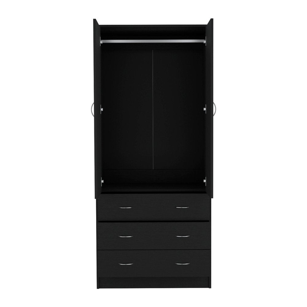 Black Two Door Three Drawer Combo Dresser - 71-inch