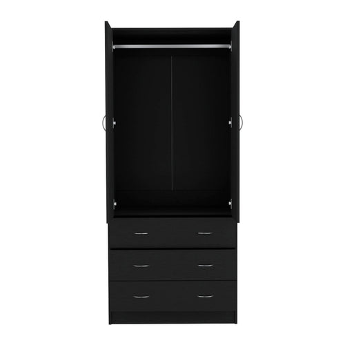 Black Two Door Three Drawer Combo Dresser - 71-inch