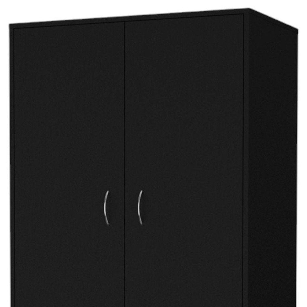 Black Two Door Three Drawer Combo Dresser - 71-inch