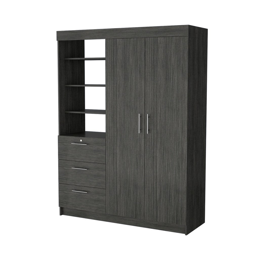 Gray Wood Two Door Three Drawer Combo Dresser - 79-inch