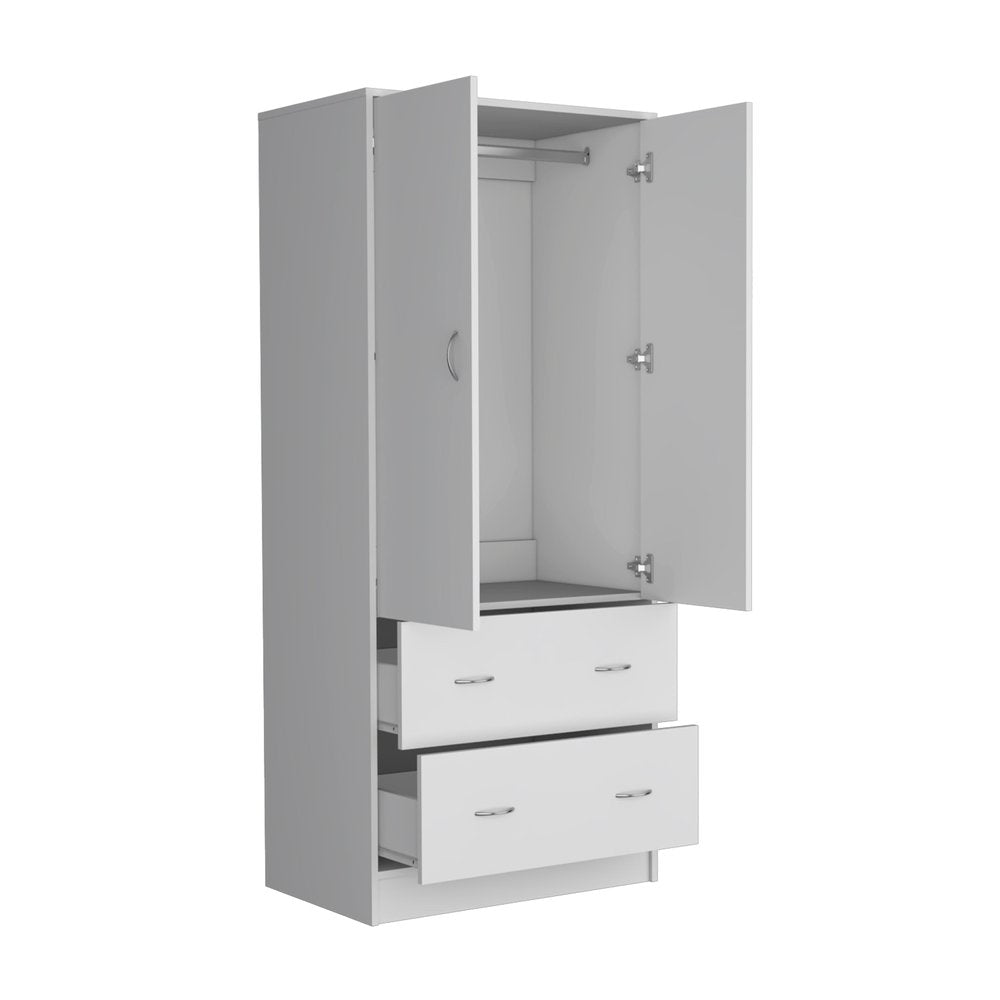 White Two Door Two Drawer Combo Dresser - 71-inch
