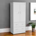 White Two Door Two Drawer Combo Dresser - 71-inch