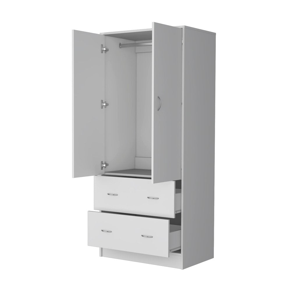 White Two Door Two Drawer Combo Dresser - 71-inch