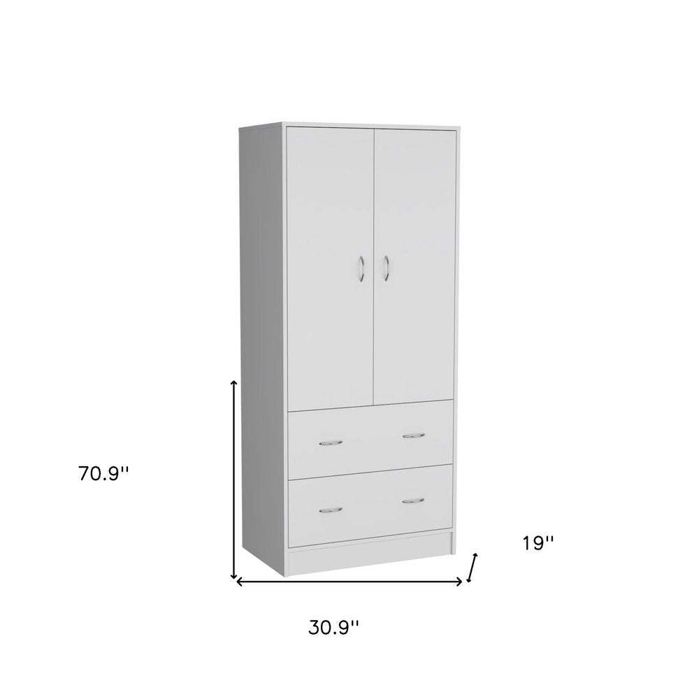 White Two Door Two Drawer Combo Dresser - 71-inch