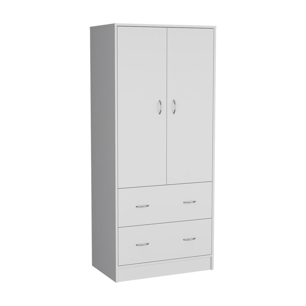 White Two Door Two Drawer Combo Dresser - 71-inch
