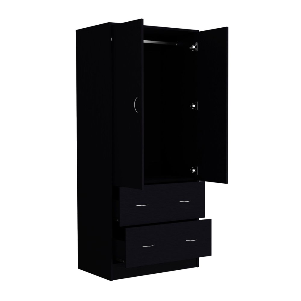 Black Two Door Two Drawer Combo Dresser - 71-inch