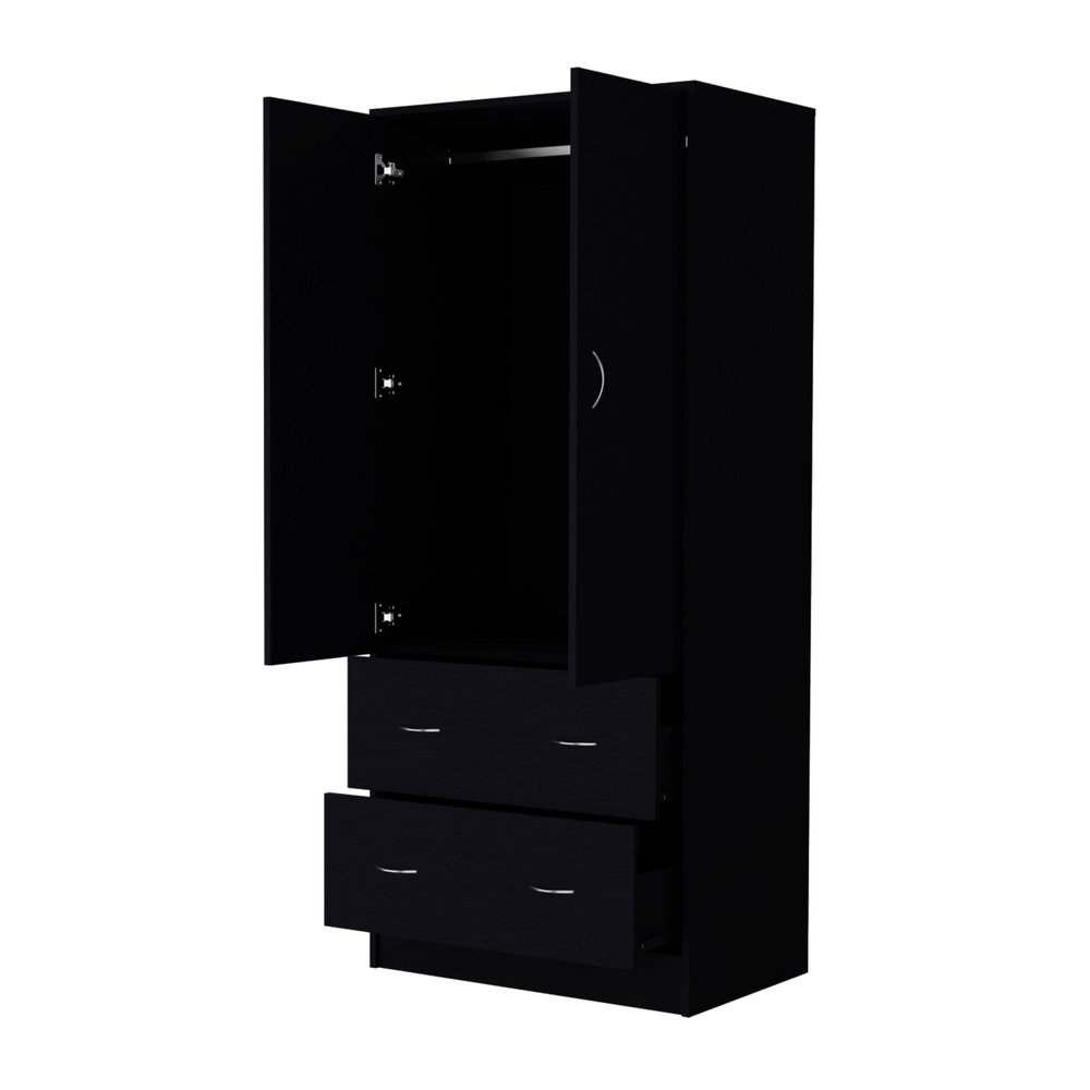 Black Two Door Two Drawer Combo Dresser - 71-inch