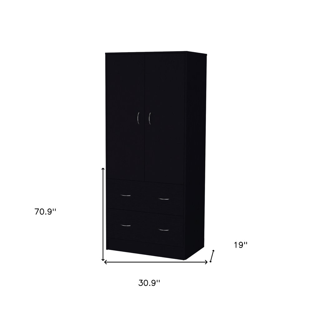 Black Two Door Two Drawer Combo Dresser - 71-inch