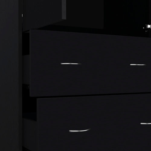 Black Two Door Two Drawer Combo Dresser - 71-inch