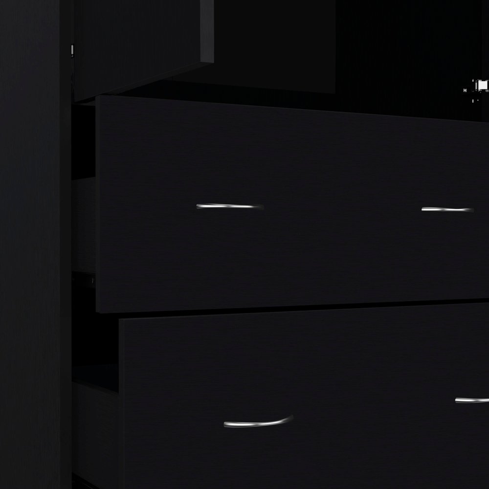 Black Two Door Two Drawer Combo Dresser - 71-inch