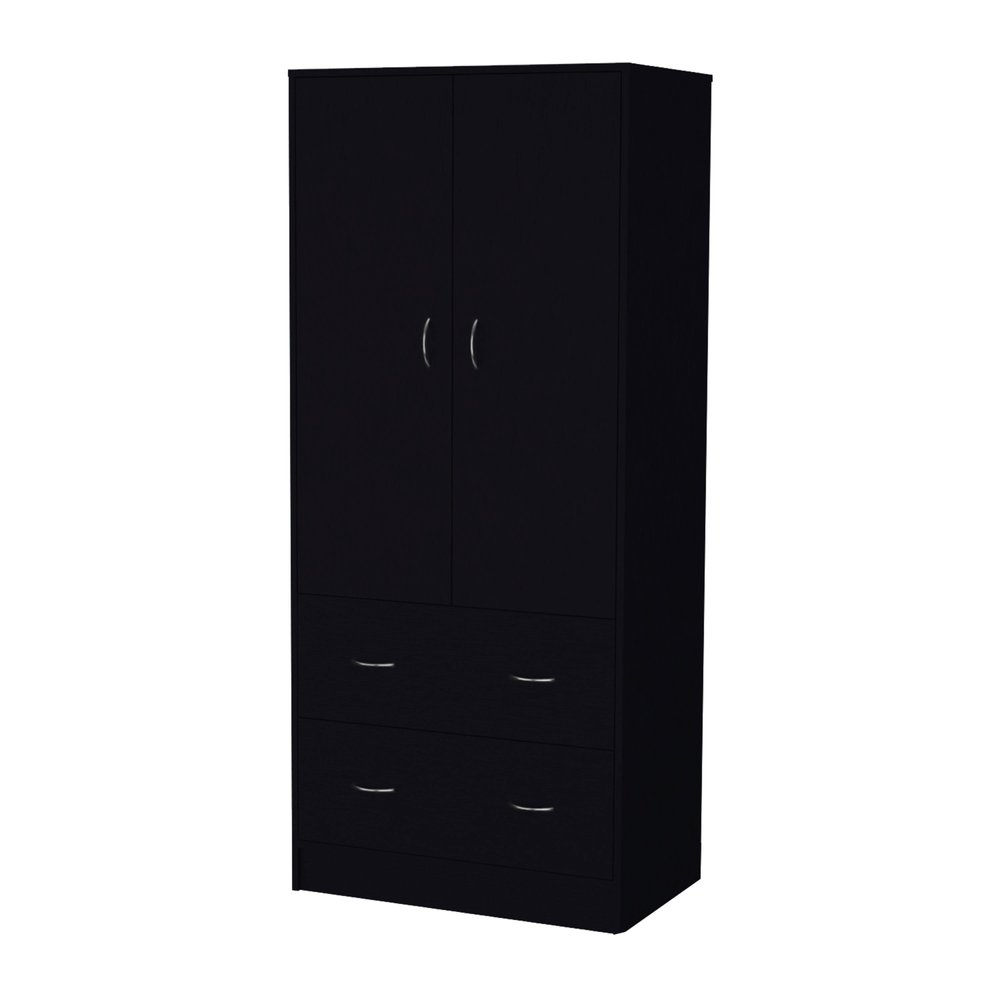 Black Two Door Two Drawer Combo Dresser - 71-inch