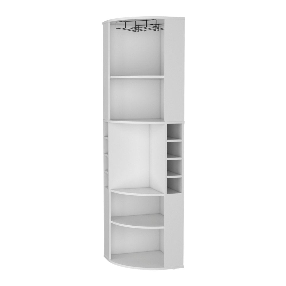 White Wood Corner Bar Cabinet - 71-inch