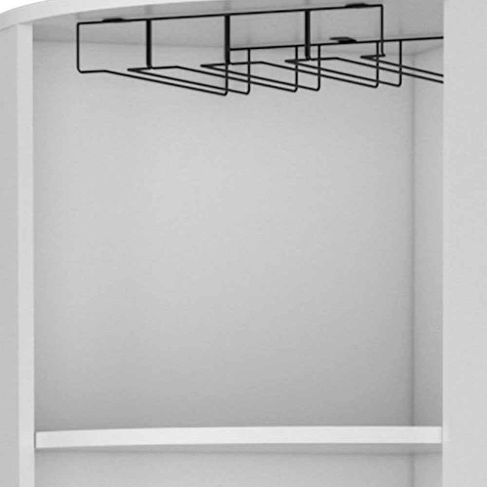 White Wood Corner Bar Cabinet - 71-inch