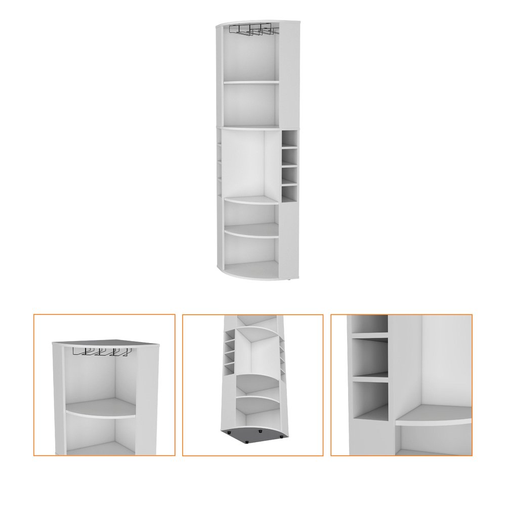 White Wood Corner Bar Cabinet - 71-inch