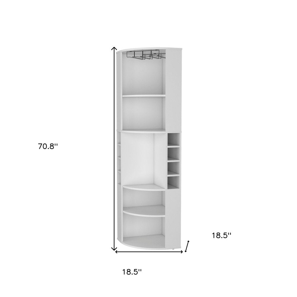 White Wood Corner Bar Cabinet - 71-inch
