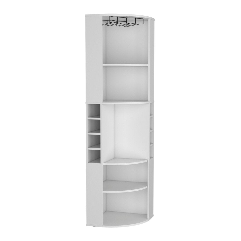 White Wood Corner Bar Cabinet - 71-inch