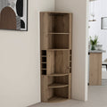 Natural Wood Corner Bar Cabinet - 71-inch