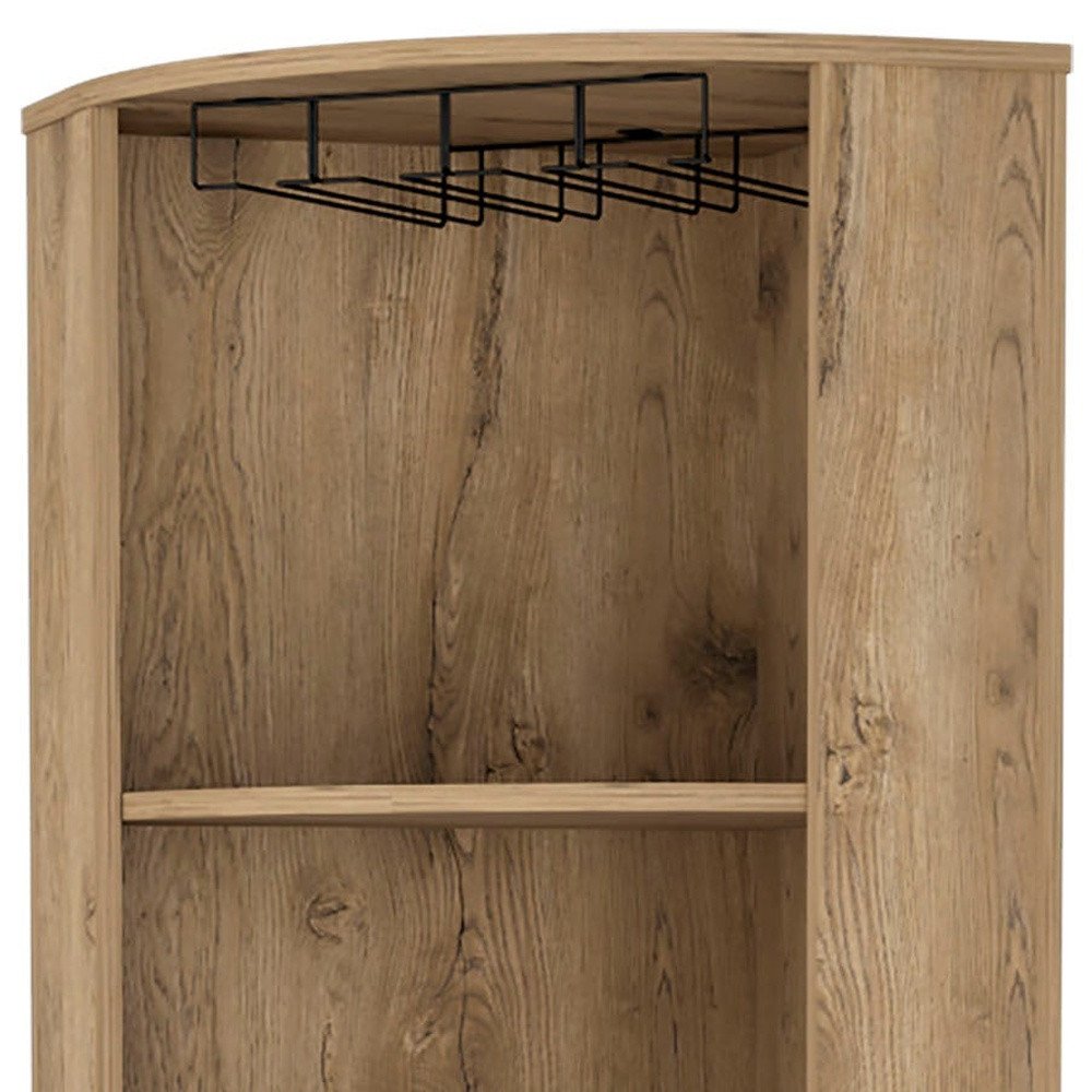 Natural Wood Corner Bar Cabinet - 71-inch