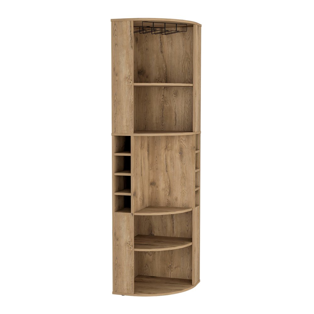 Natural Wood Corner Bar Cabinet - 71-inch