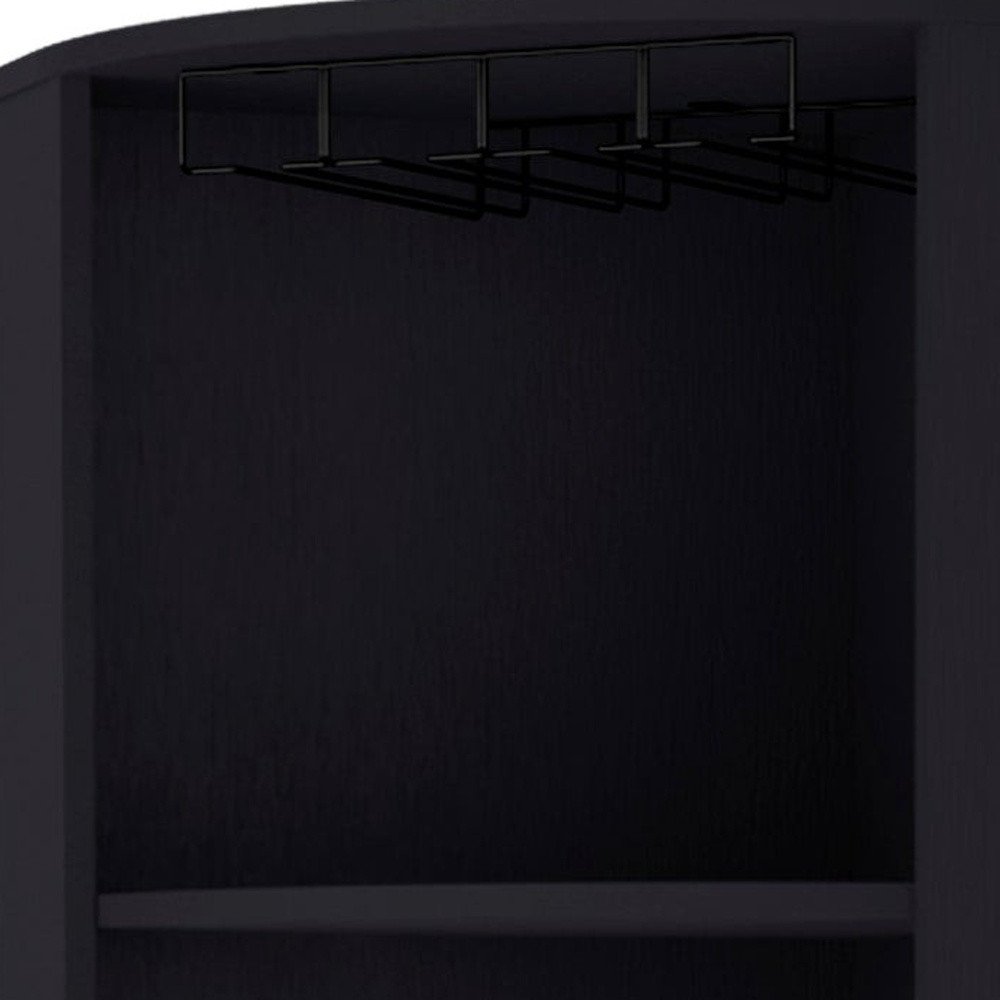Black Wood Corner Bar Cabinet - 71-inch