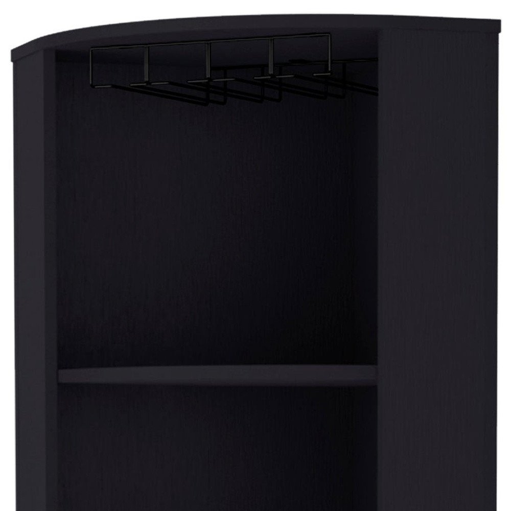 Black Wood Corner Bar Cabinet - 71-inch