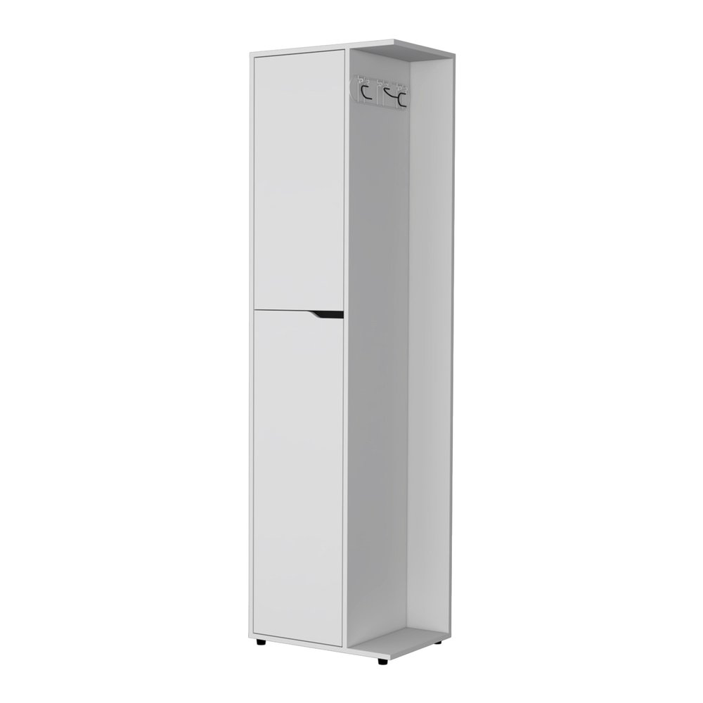 White Wood Accent Cabinet with Two Doors - 71-inch