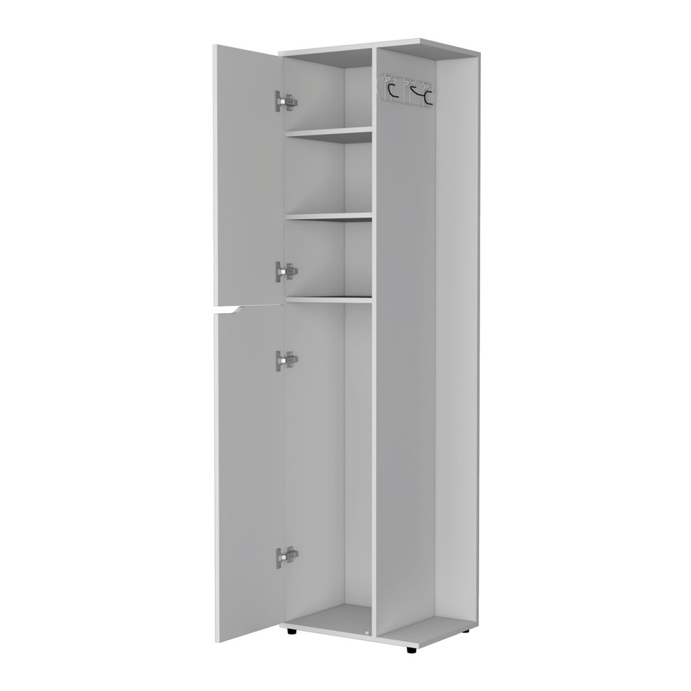 White Wood Accent Cabinet with Two Doors - 71-inch
