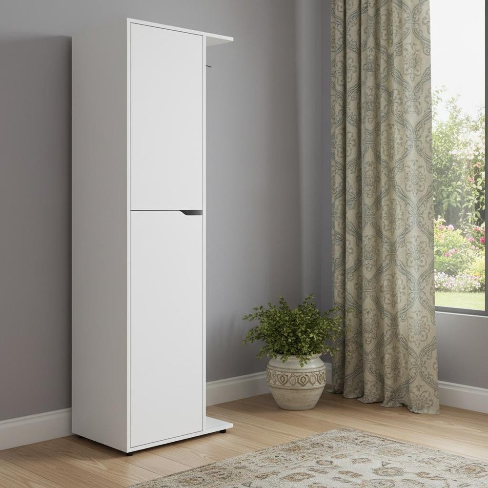 White Wood Accent Cabinet with Two Doors - 71-inch