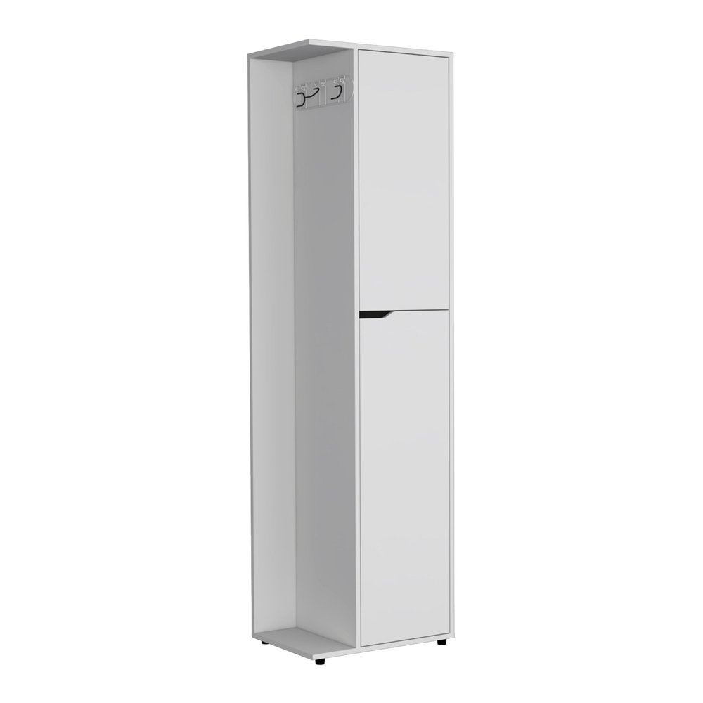 White Wood Accent Cabinet with Two Doors - 71-inch
