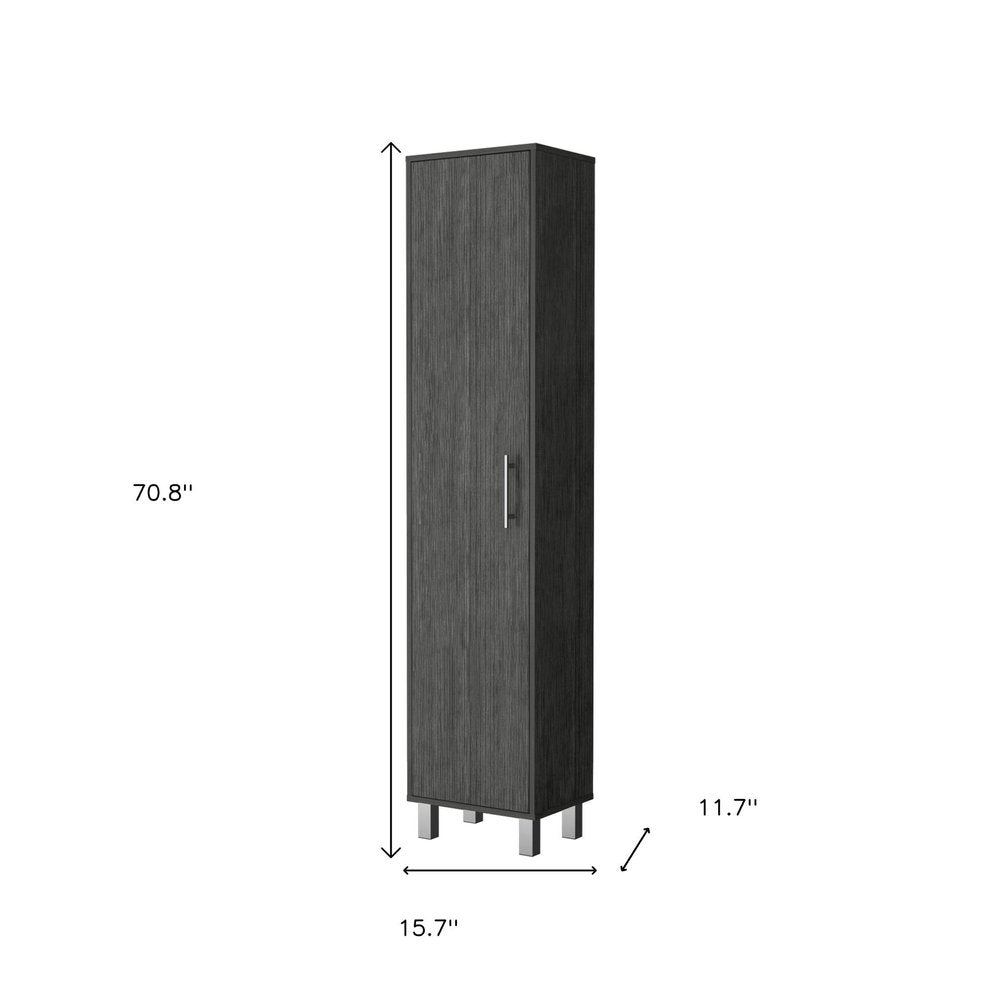 Gray Wood Accent Cabinet with Single Door - 71-inch