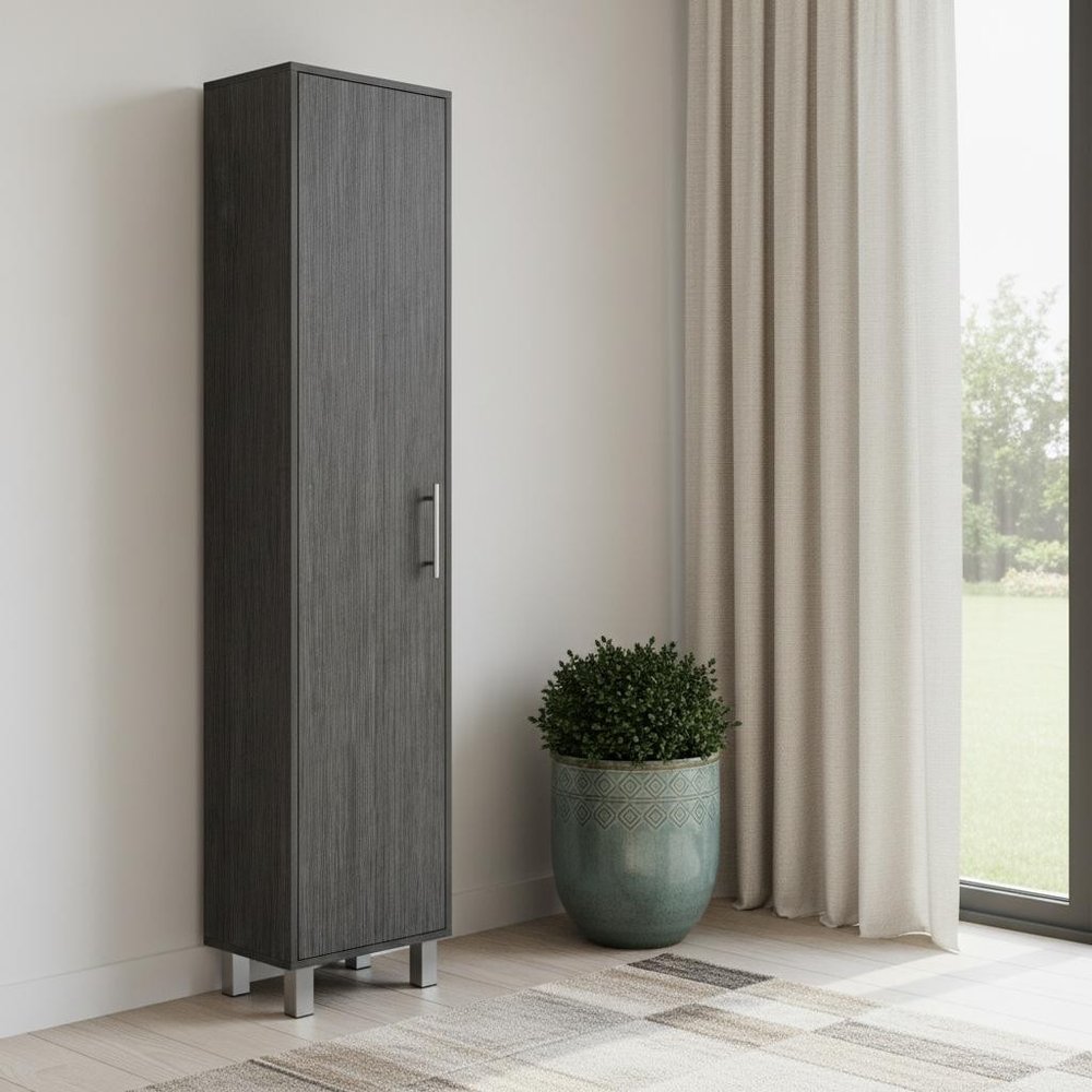 Gray Wood Accent Cabinet with Single Door - 71-inch