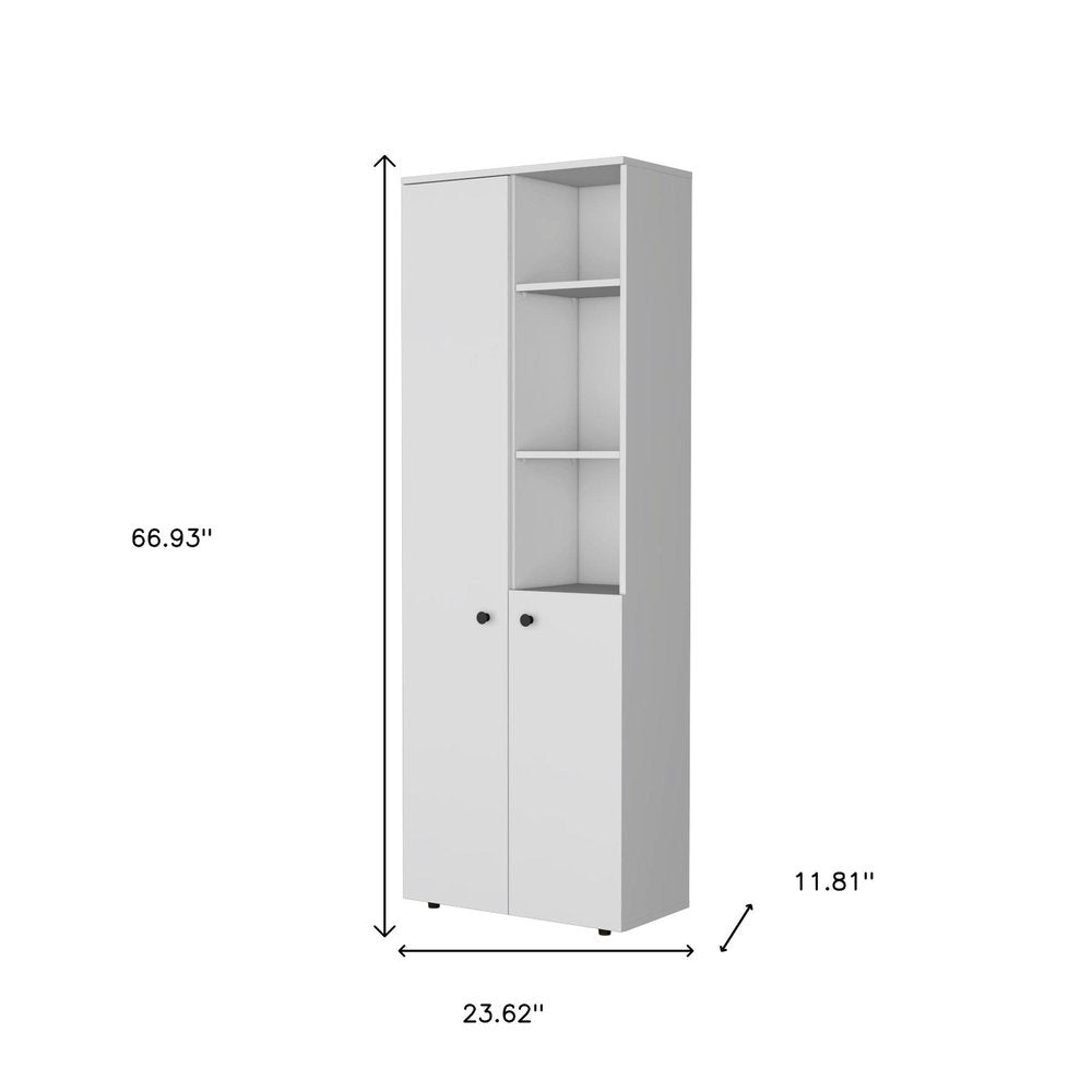 White Wood Two Door Pantry or Storage Closet - 67-inch