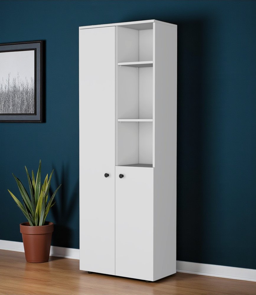 White Wood Two Door Pantry or Storage Closet - 67-inch