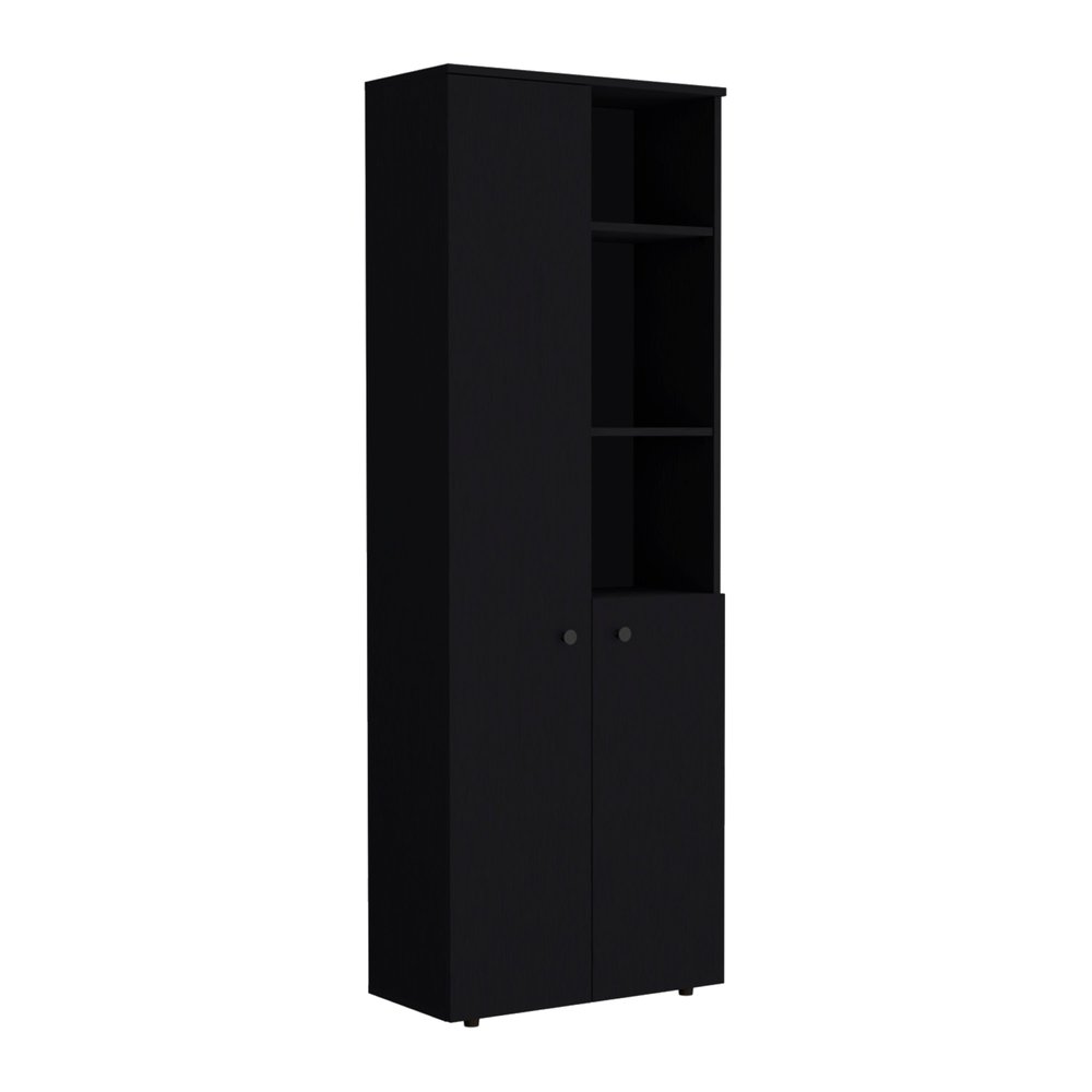 Black Wood Two Door Pantry or Storage Closet - 67-inch