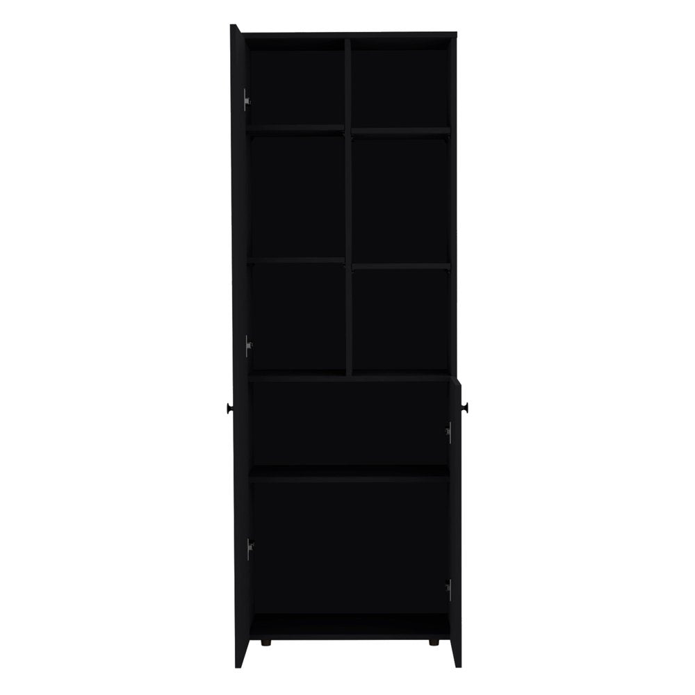 Black Wood Two Door Pantry or Storage Closet - 67-inch