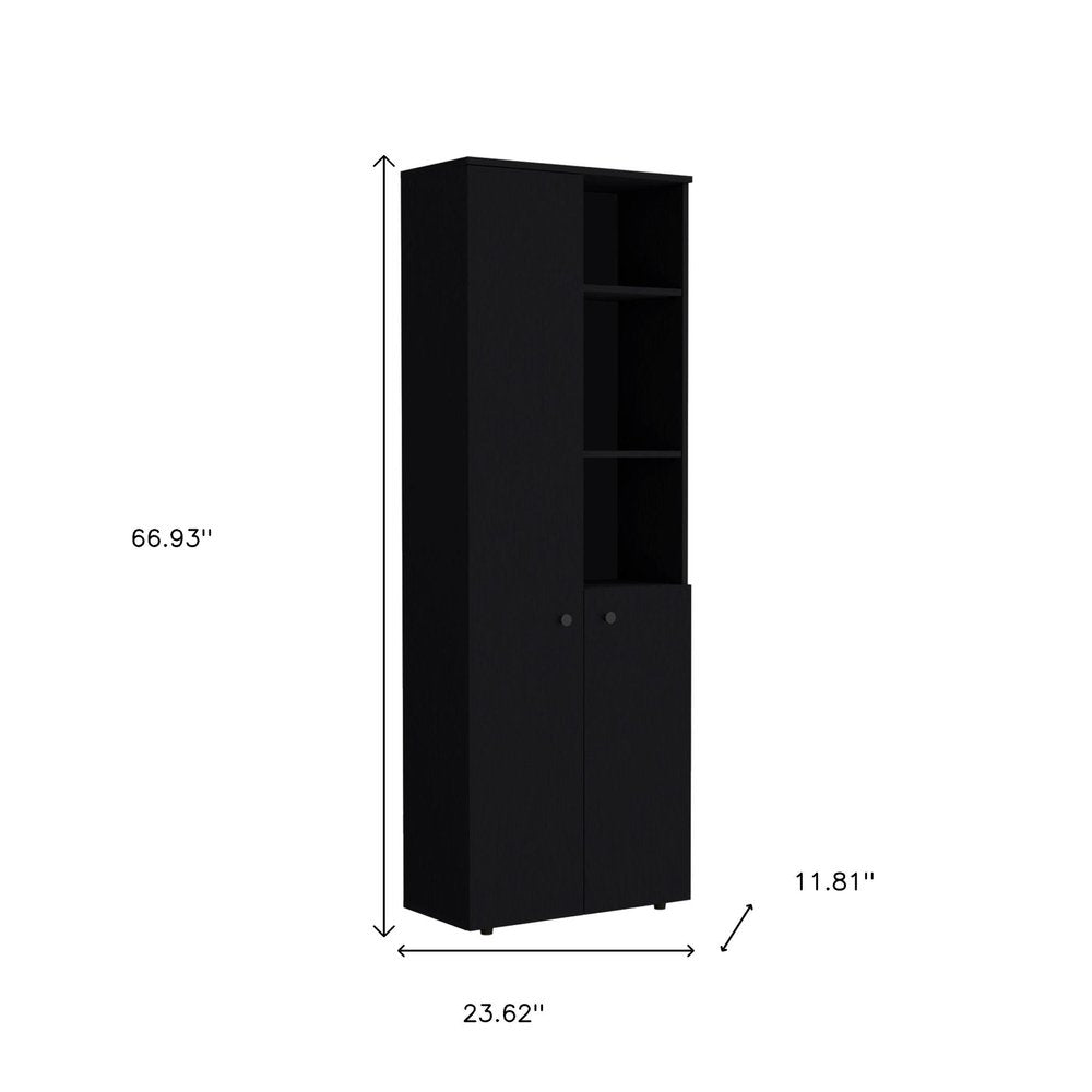 Black Wood Two Door Pantry or Storage Closet - 67-inch