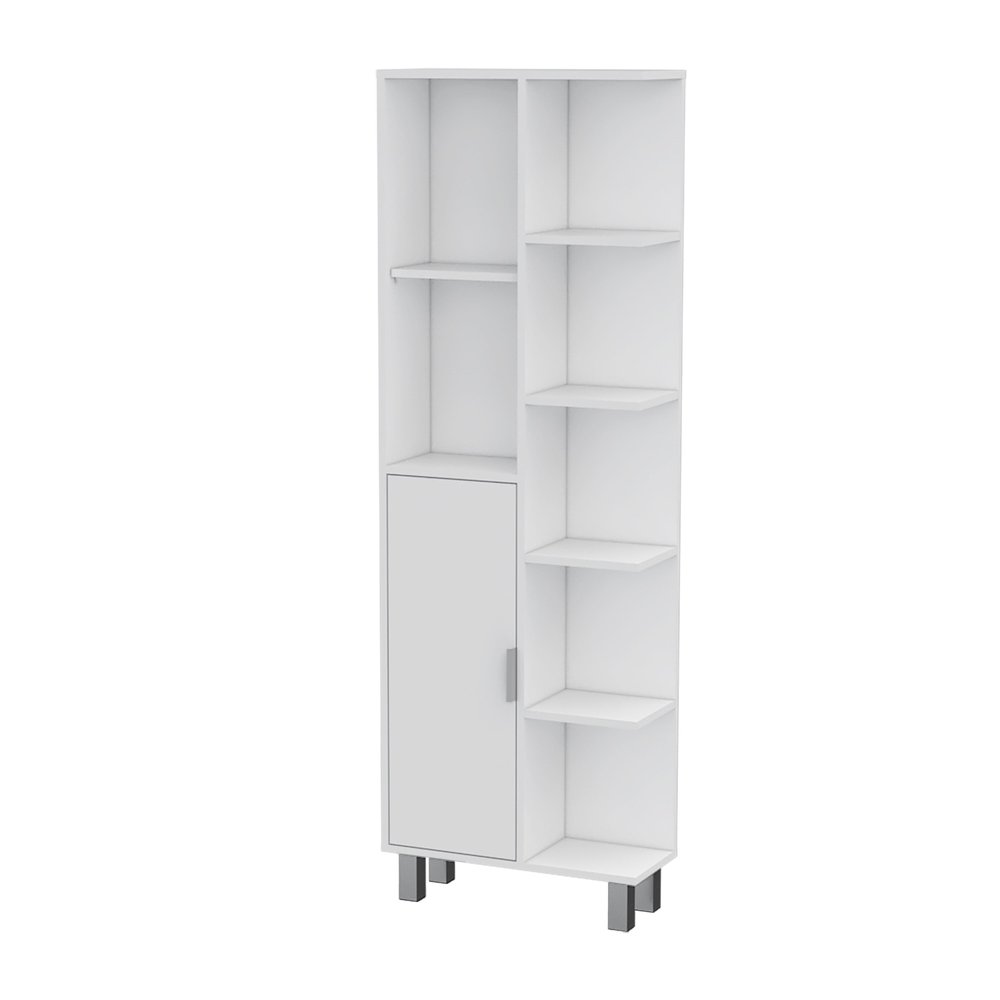 White Wood Accent Cabinet with Single Door - 63-inch
