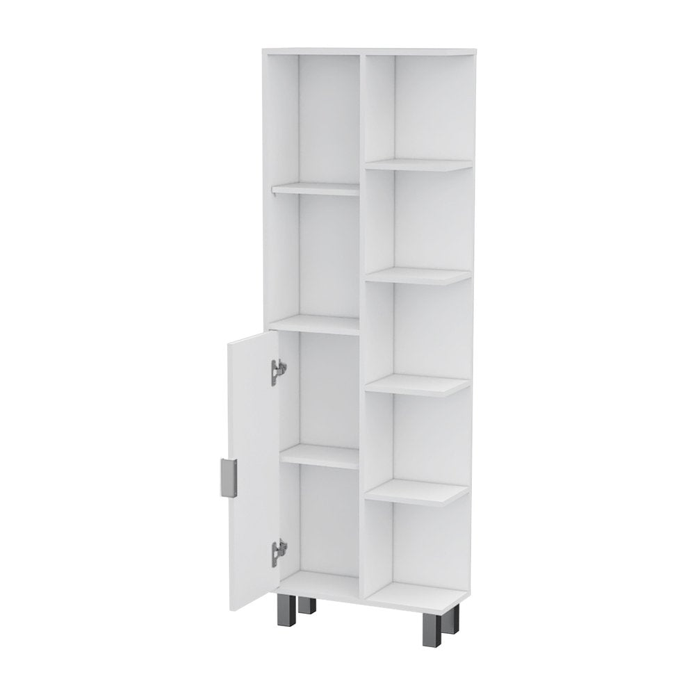 White Wood Accent Cabinet with Single Door - 63-inch