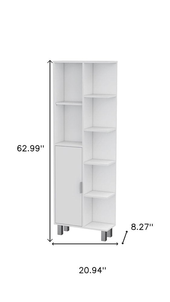 White Wood Accent Cabinet with Single Door - 63-inch