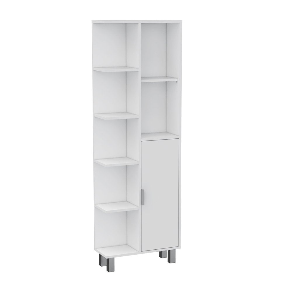 White Wood Accent Cabinet with Single Door - 63-inch