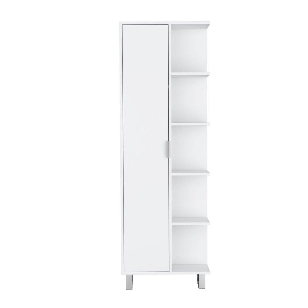 White Wood Single Door Pantry or Storage Closet - 63-inch