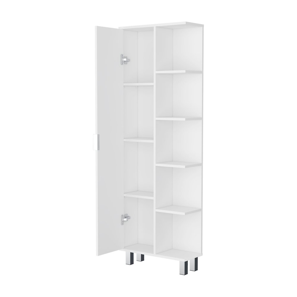 White Wood Single Door Pantry or Storage Closet - 63-inch