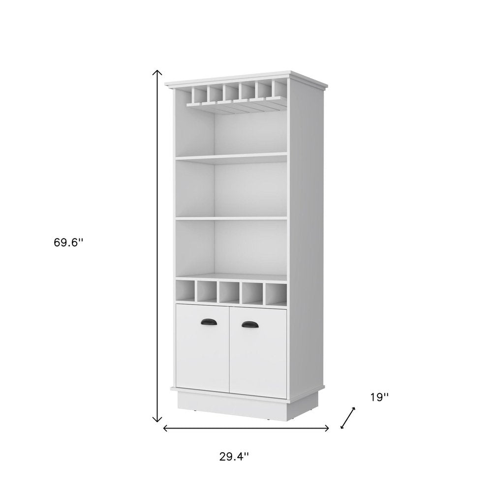 White Wood Bar Cabinet with Two Doors - 29-inch