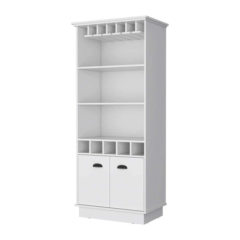 White Wood Bar Cabinet with Two Doors - 29-inch