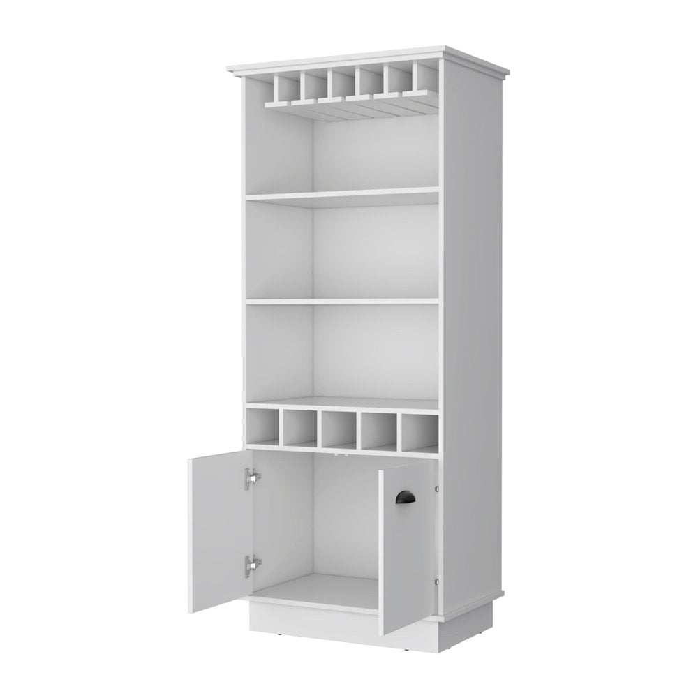 White Wood Bar Cabinet with Two Doors - 29-inch