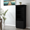 Black Wood Bar Cabinet with Two Doors - 70-inch